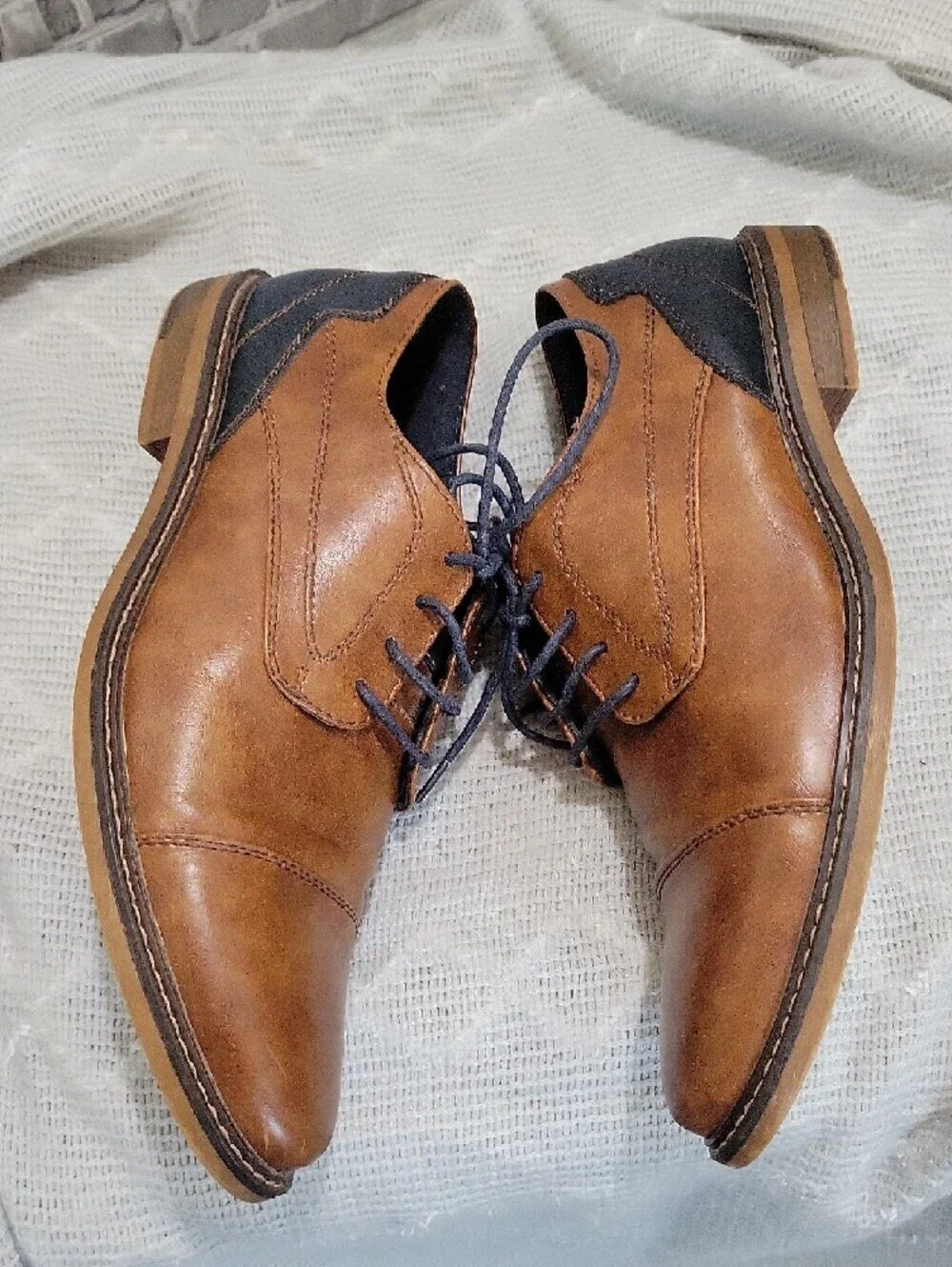 Restoration Mens 9M Lowry Classic Two-Tone Brown & Black Leather Derby Oxfords